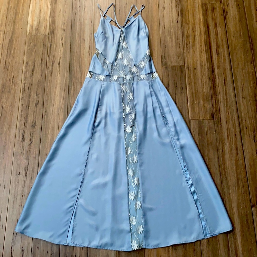 ASOS Cinderella light blue dress maxi satin